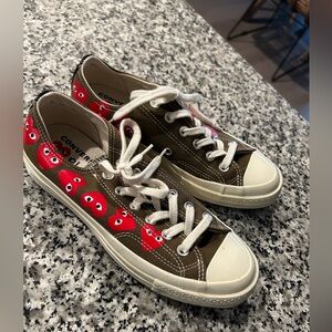 Converse x Comme Des Garcons olive green chuck sneakers, W8 EUC
